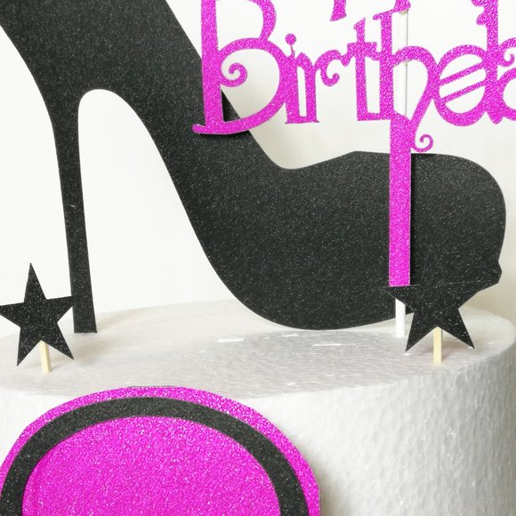 Large Black Sexy Glitter Shoe Cake Topper - Picture 3 of 4